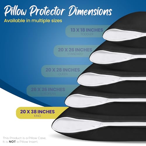 Utopia Bedding 4 Pack Waterproof Pillow Protectors with Zipper King Size (Black), Bed Bug and Dust Mite Proof Pillow case Covers, Moisture Wicking Pillow Encasements 20 x 38 Inches