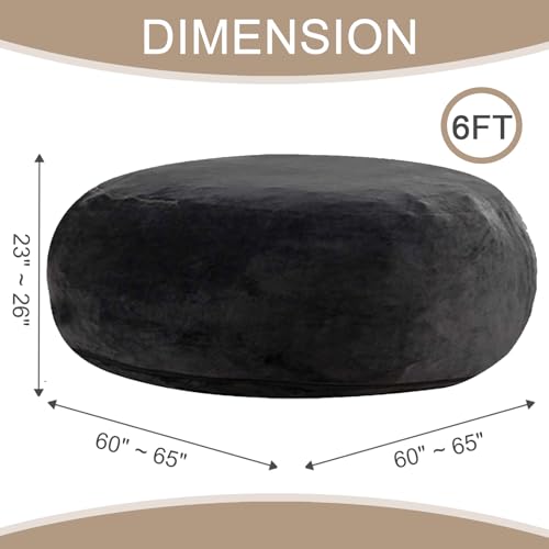 6FT Memory Foam Bean Bag Chair - Large Soft Plush Lounge Chair for Adults