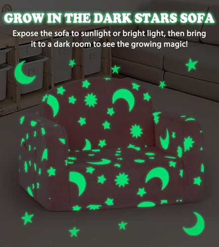 2-in-1 Fold Out Toddler Couch with Blanket and Glow-in-the-Dark Pillow