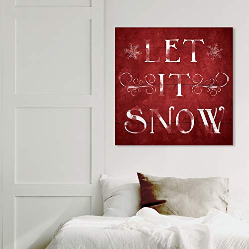 Wynwood Studio Holiday 'Let It Snow' Christmas Wall Art Canvas 30x30 inch, Red & White