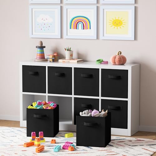 Collapsible Fabric Storage Cubes Pack of 8 Black 10.5x11 Inch