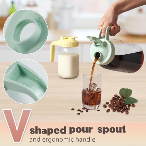 Wide Mouth Mason Jar Pour Spout Lids with Handle, 2 Pack - Airtight Leak-Proof