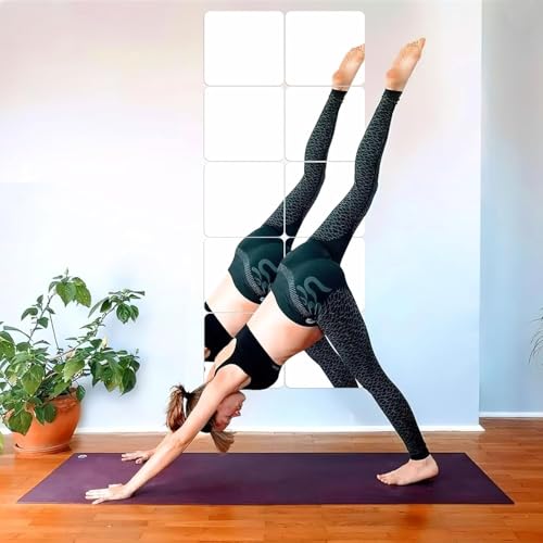 4 Pack Self-Adhesive Acrylic Mirror Tiles, 8x8 Inch Flexible Wall Sheets