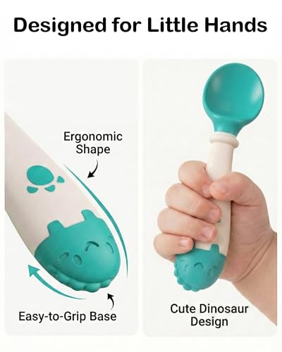 Toddler Utensils Self-Feeding Flatware Set with Travel Case - Green
