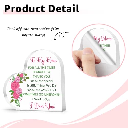 I Love You Gifts for Mom - Heart Shaped Acrylic Plaque from Daughter & Son
