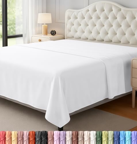 Utopia Bedding Queen Size Flat Sheet - Soft Brushed Microfiber, White