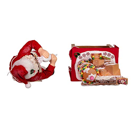 10.5-Inch LED Santa Decorating Gingerbread House Tabletop Figurine