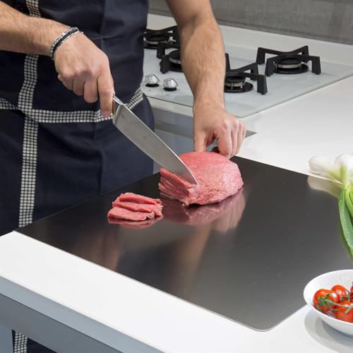 Stainless Steel Cutting Board with L-Shape Lip for Kitchen (15.7 x 11.8 in)