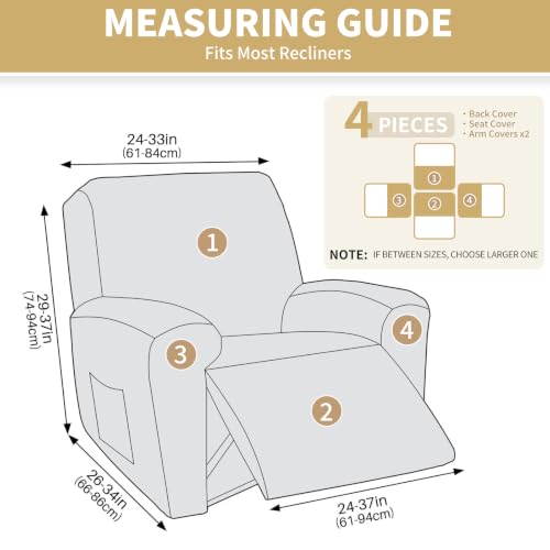 Stretch Recliner Cover with Pockets | Dark Gray, Machine Washable