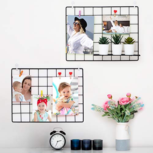 2-Pack Wire Wall Grid Panels for Photo Display and Home Office Organization