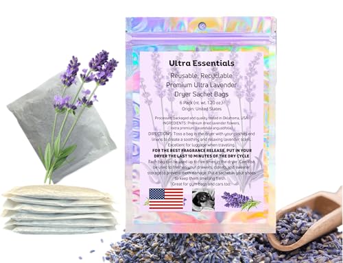 Natural Lavender Sachet Bags for Closets and Drawers, 6 Pack
