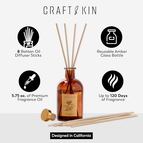 Lily & Jasmine Reed Diffuser Set - 5.75 oz Long-Lasting Home Fragrance