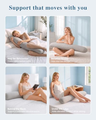 Weighted Body Pillow 6.5lbs Cooling Support for Side Sleepers | 41" x 10"