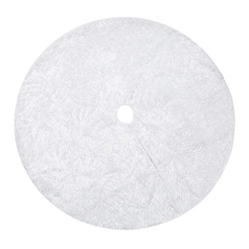 White Faux Fur Christmas Tree Skirt - 36 Inch Soft Plush Xmas Tree Mat