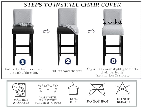Stretch Bar Stool Covers Set of 4 - Washable Counter Height Seat Covers
