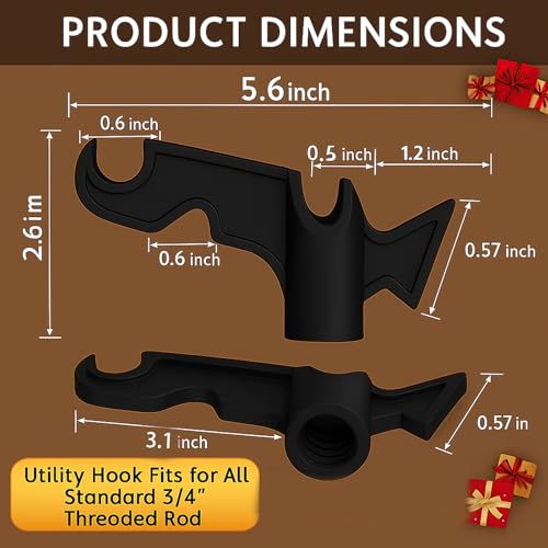Heavy-Duty Universal Utility Hook for 3/4 Inch Poles - Indoor & Outdoor Use