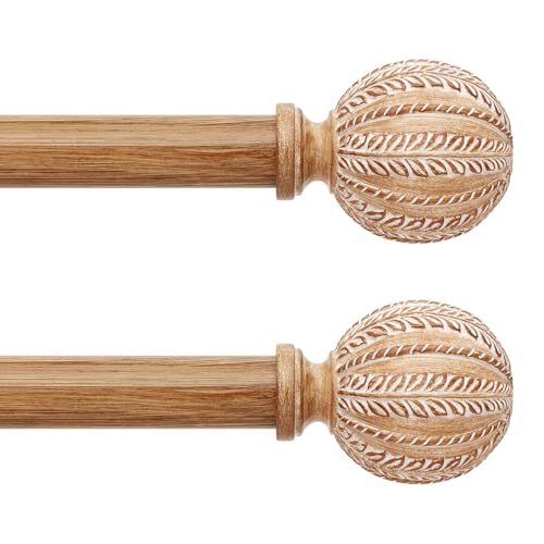 Adjustable Heavy Duty Curtain Rod, 30 to 88 Inch Rustic Wood Grain Finish