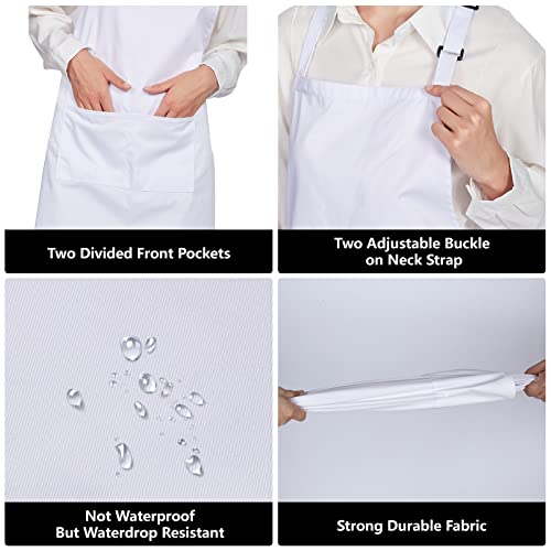 12-Pack 100% Cotton Bib Aprons - Adjustable Kitchen Cooking Chef Apron