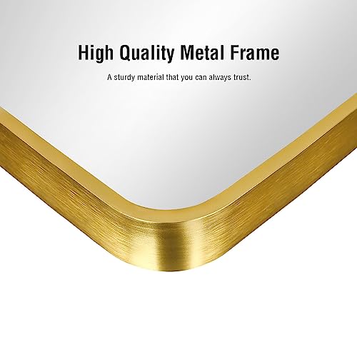Arched Full Length Floor Mirror with Stand, Gold Aluminum Frame