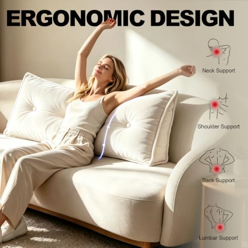 Twin Size Headboard Pillow with Removable Cover - White