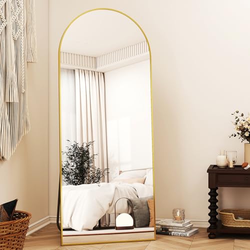 56-inch Arched Full Length Floor Mirror with Gold Aluminum Frame