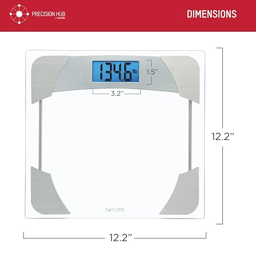 Taylor Digital Body Weight Scale 400 LB Capacity Blue LCD Glass Platform
