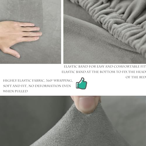 Elastic Headboard Slipcover - Full Coverage, Taupe, 79"x27"