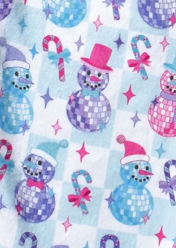 iscream Holiday Silkiest Plush Fleece Throw Blanket with Disco Snowmen - 56x60