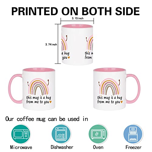 WENSSY Friendship Hug Mug 11oz Pink & White for Best Friends & Gifts