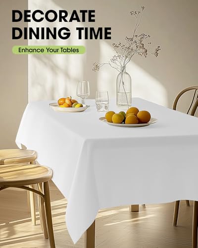 White Rectangle Polyester Tablecloth 60" x 102" (2 Pack) - Washable Cover
