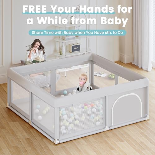 Hiaksedt Baby Playpen 50x50 Inch Sturdy Safety Play Yard with Breathable Mesh