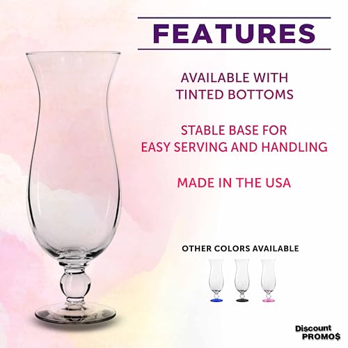 Clear 16 oz Hurricane Glass Set of 12 - Branded Drinkware for Cocktails - Blank Variation