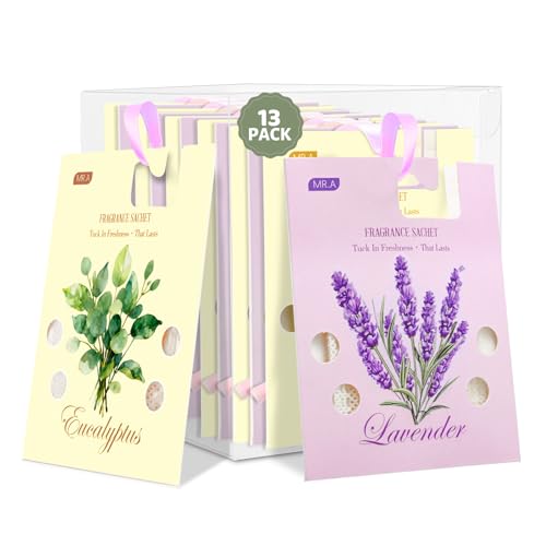 13-Pack Lavender & Eucalyptus Scented Sachet Bags for Closets and Drawers