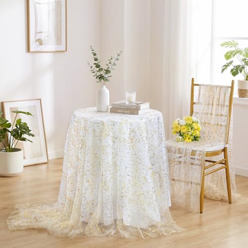 Beige Gold Metallic Gauze Table Runner 28x120 Inches - B-COOL