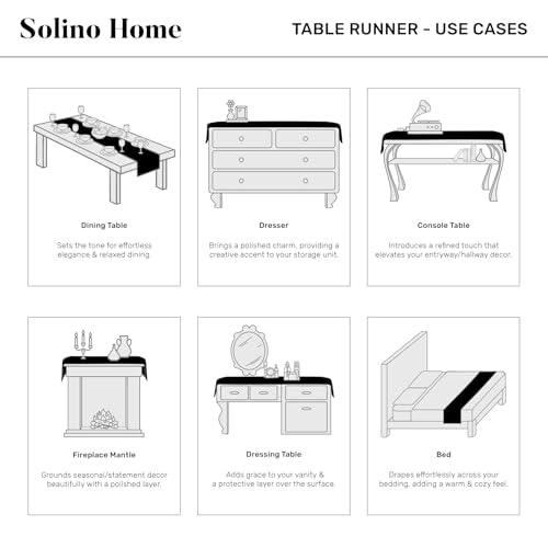 Solino Home Linen Table Runner 120 Inches Long - Cabana Stripe, 100% Pure Linen Sky Blue and White Table Runner 14 x 120 Inch for Dining, Spring, Easter