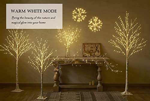 6FT Lighted Birch Tree with 8 Functions Indoor Outdoor Christmas Decor