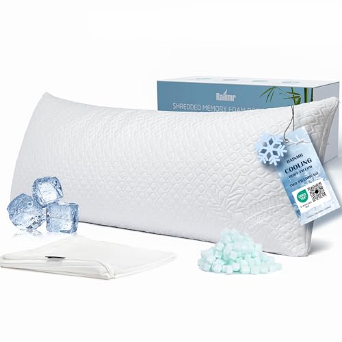 Cooling Memory Foam Body Pillow for Adults - Adjustable 20x54