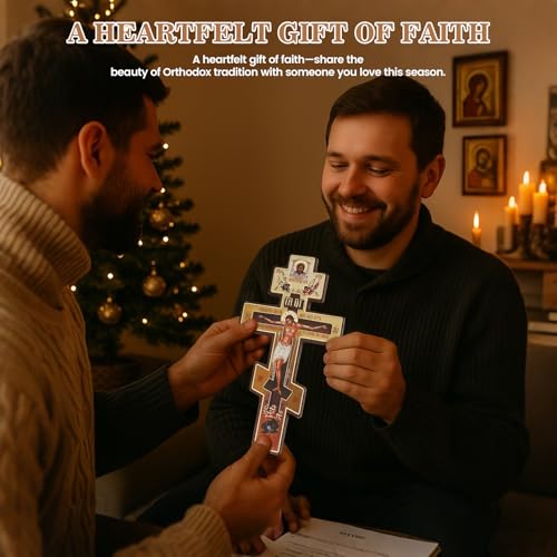 Orthodox Three-Bar Wall Cross, Traditional Christian Crucifix Icon