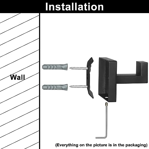 4-Pack Matte Black Square Towel Hooks, Heavy Duty Stainless Steel Wall Mount