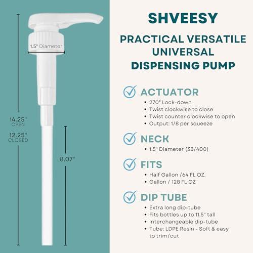 1-Gallon Bottle Pump Dispenser - Heavy-Duty Leak-Proof for 38/400 Bottles