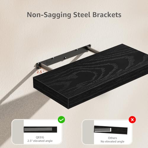 Floating Bathroom Wall Shelves - 16-Inch Wood Farmhouse Storage Set of 3