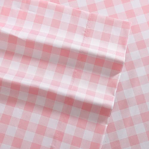 Twin XL Microfiber Sheet Set - Poppy Plaid Kids Bedding with Pillowcase