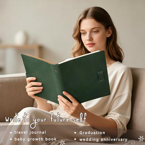 Leather 4x6 Photo Album, 200 Photo Capacity, 6-Ring Binder with Kraft Paper