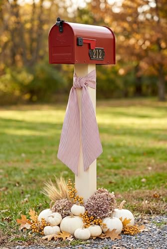 Kutyndrix Red and White Striped Wreath Sash for Front Door, 5.12 x 54.33-Inch Holiday Ribbon