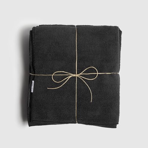 Fromm Softees Microfiber Salon Hair Towels 16x29 Inches, 10-Pack Black, Fast-Drying & Durable