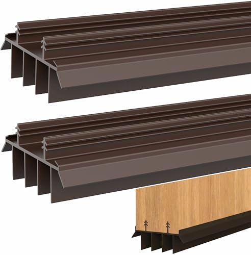 36-Inch Kerf Exterior Door Sweep Seal with Vinyl Fins - 2 Pack, Brown