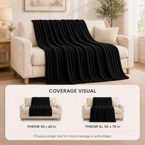 HIMEET Soft Ribbed Fleece Throw Blanket - 50x60 Lightweight Plush Couch Blanket