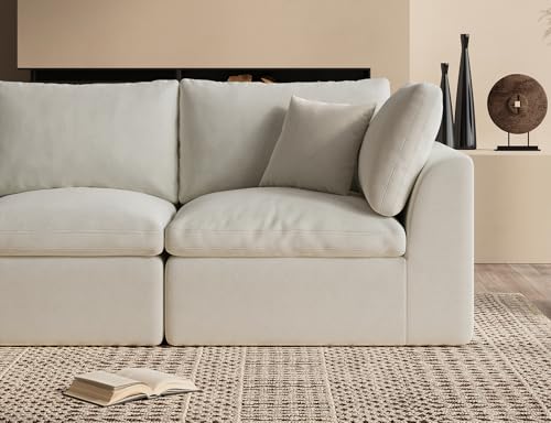 110-Inch Cloud Sectional Sofa with Ottoman, Modular L-Shaped Couch