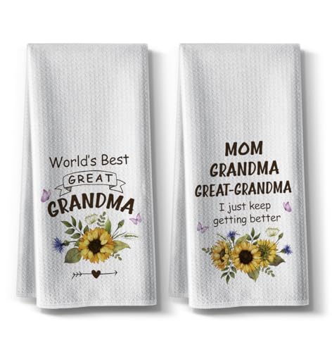 Grandma Funny Kitchen Towels Joked Dishcloth 2 Pack - Microfiber Absorbent Tea Towels for Gifts