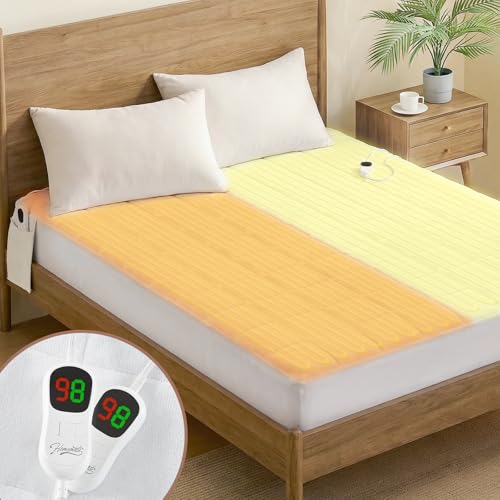 King Size Heated Mattress Pad with Dual Controllers - Coral Fleece